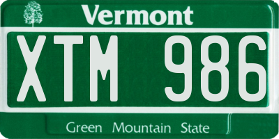 VT license plate XTM986
