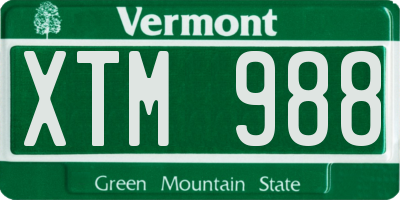 VT license plate XTM988