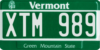 VT license plate XTM989
