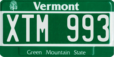 VT license plate XTM993