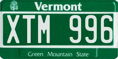 VT license plate XTM996