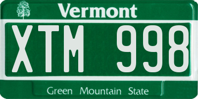 VT license plate XTM998