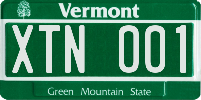 VT license plate XTN001