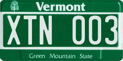 VT license plate XTN003