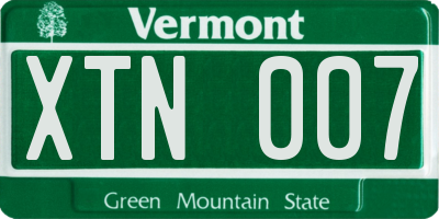VT license plate XTN007