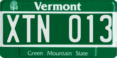 VT license plate XTN013