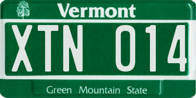 VT license plate XTN014