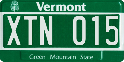 VT license plate XTN015