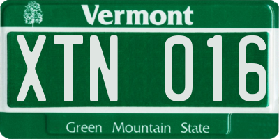 VT license plate XTN016