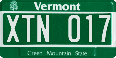 VT license plate XTN017
