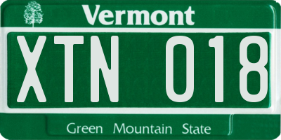 VT license plate XTN018