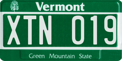 VT license plate XTN019