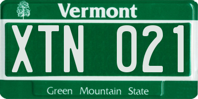 VT license plate XTN021