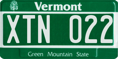 VT license plate XTN022