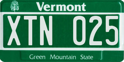 VT license plate XTN025