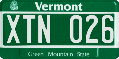 VT license plate XTN026