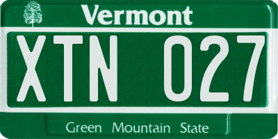 VT license plate XTN027