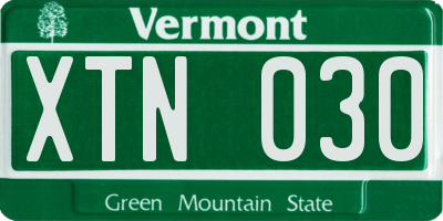 VT license plate XTN030