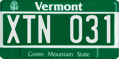 VT license plate XTN031