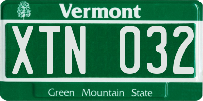 VT license plate XTN032