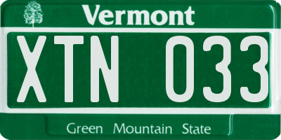 VT license plate XTN033