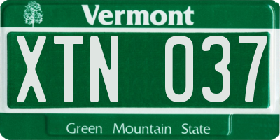 VT license plate XTN037