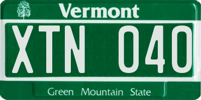 VT license plate XTN040