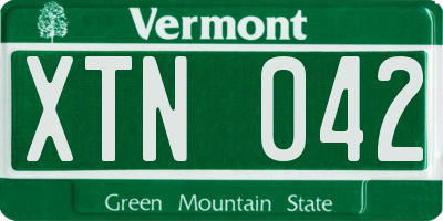 VT license plate XTN042