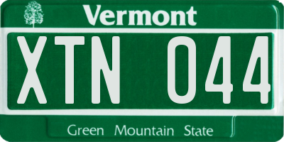 VT license plate XTN044
