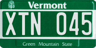 VT license plate XTN045