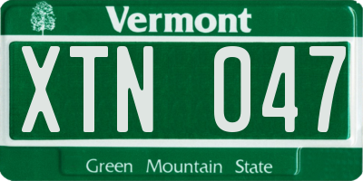 VT license plate XTN047