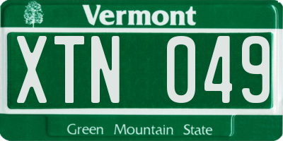 VT license plate XTN049