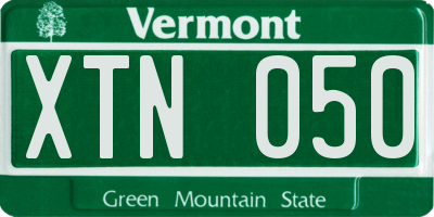 VT license plate XTN050