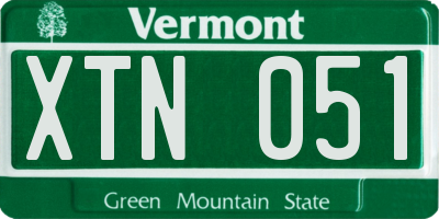 VT license plate XTN051