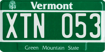 VT license plate XTN053