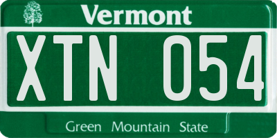 VT license plate XTN054