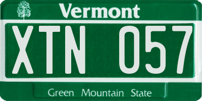 VT license plate XTN057