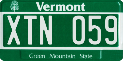 VT license plate XTN059