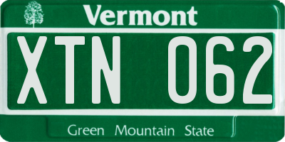 VT license plate XTN062