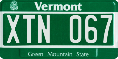 VT license plate XTN067