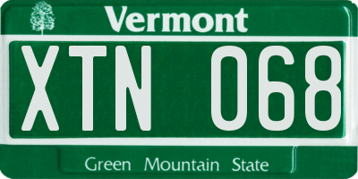 VT license plate XTN068