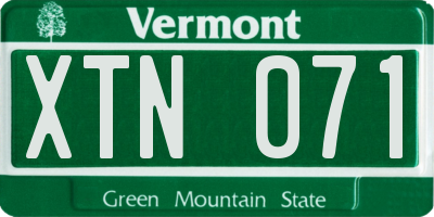 VT license plate XTN071