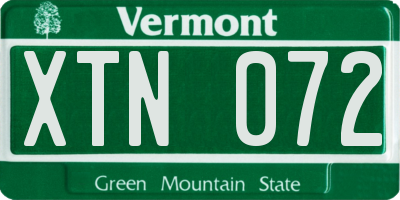 VT license plate XTN072