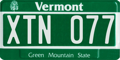 VT license plate XTN077