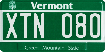VT license plate XTN080
