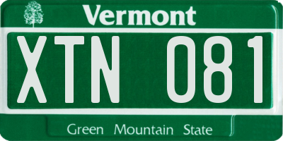VT license plate XTN081