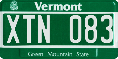 VT license plate XTN083