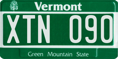VT license plate XTN090