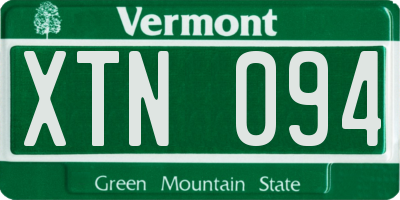 VT license plate XTN094
