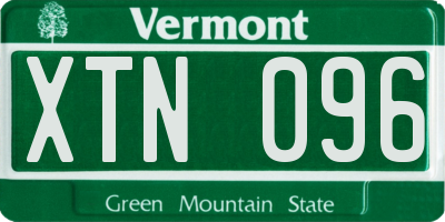 VT license plate XTN096